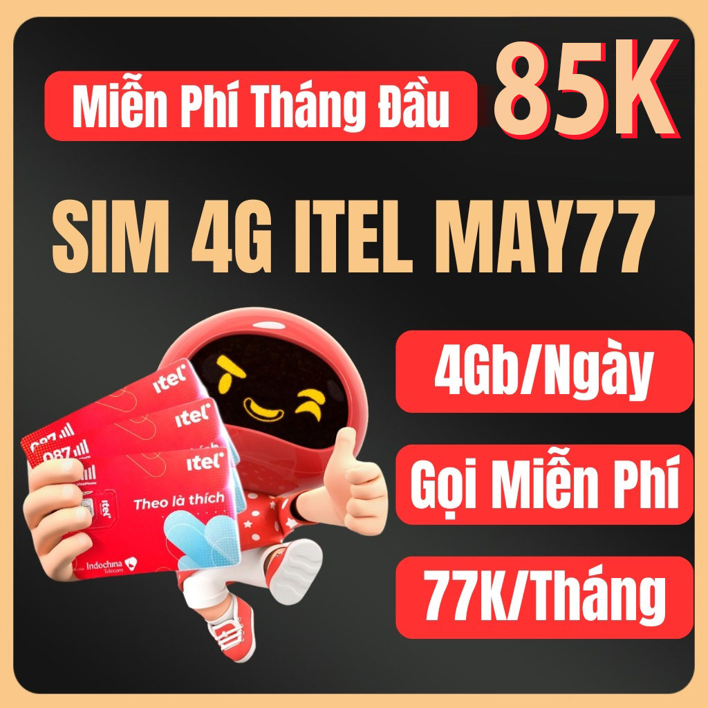 [Miễn phí tháng đầu] Sim iTel MAY Sim 4G Vinaphone, Gọi Vinaphone miễn phí