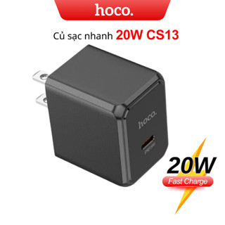 Củ sạc nhanh PD20W 1 cổng Type-C Hoco Chất liệu ABS + PC chống cháy, chân cắm dẹt chắn chắn
