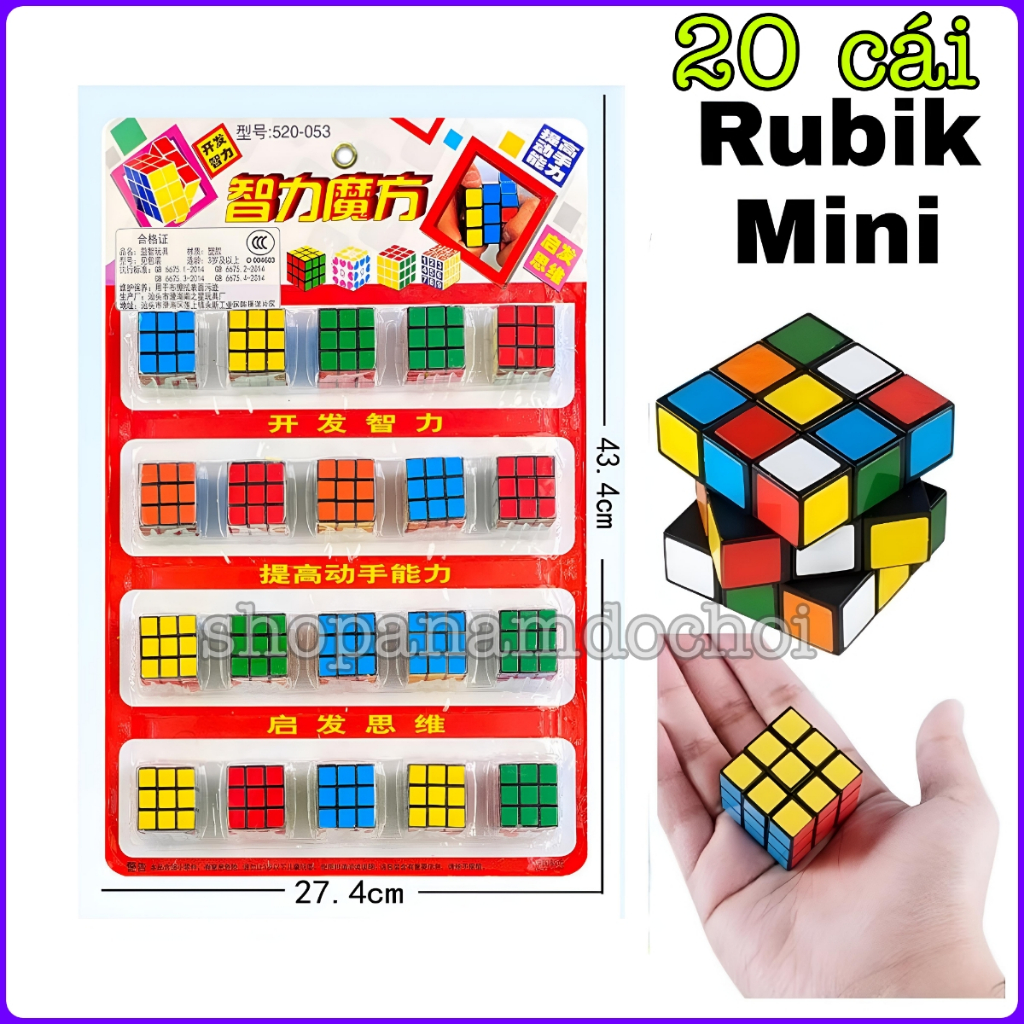 Vỉ 20 chiếc rubik mini loại 3x3 có thể xoay được