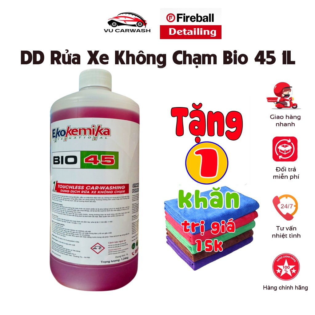  Dung Dịch Rửa Xe Không Chạm Ekokemika Bio 45 1L - Làm Sạch Nhanh Cho Ô Tô Xe Máy Chính Hãng 