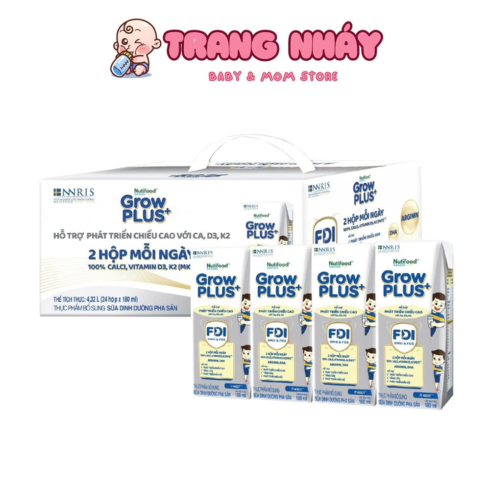Thùng 24 hộp Sữa Bột Pha Sẵn Nutifood Sweden GrowPLUS+ Cao lớn vượt trội hộp 180 ml - SỮA BỈM TRANG NHÁY 2