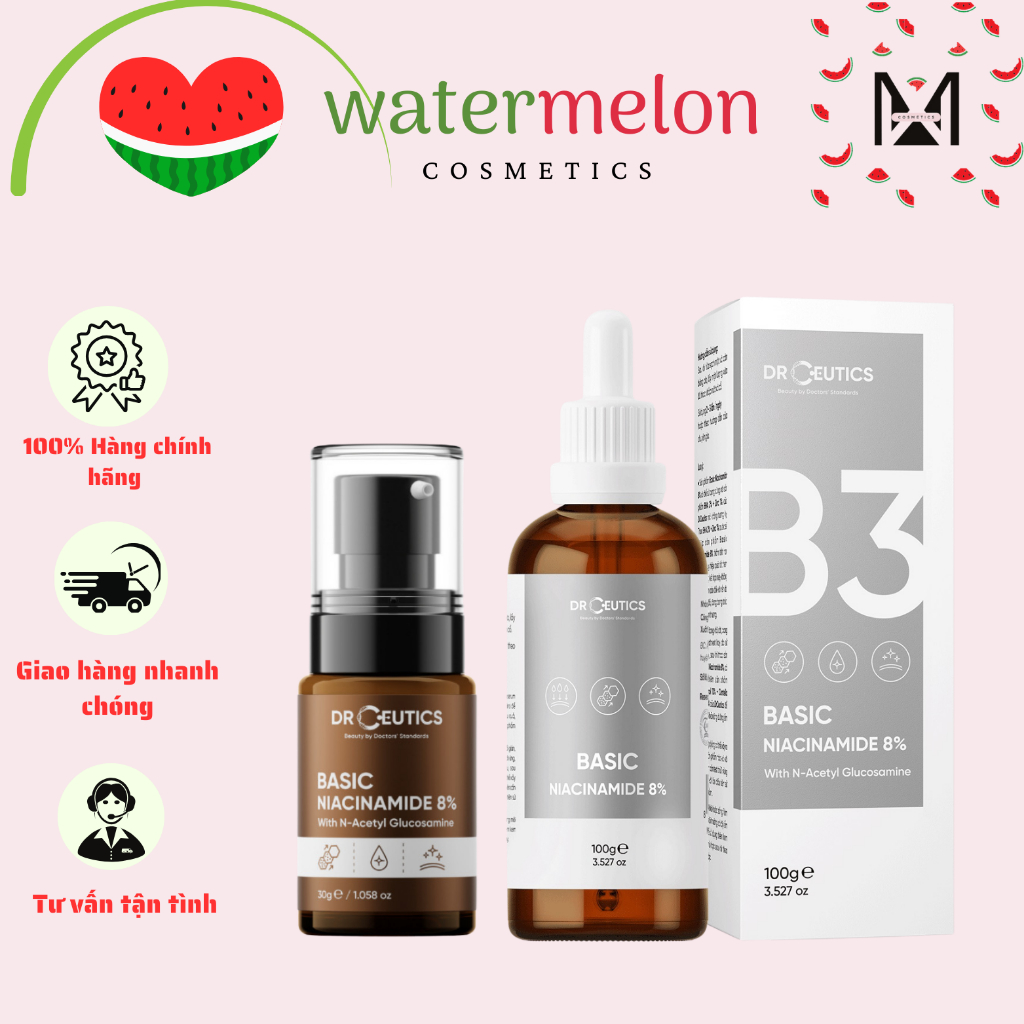 Serum DrCeutics B3 Niacinamide Basic 8% Dành Cho Da Dầu Mụn