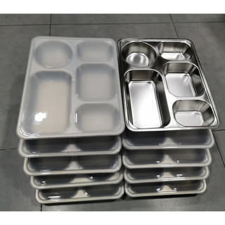 [ DÀY ĐẸP ] Khay phần đựng cơm inox 5 ngăn sâu cao cấp - KHAY ĐỰNG CƠM