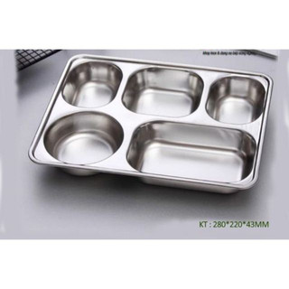 [ DÀY ĐẸP ] Khay phần đựng cơm inox 5 ngăn sâu cao cấp - KHAY ĐỰNG CƠM