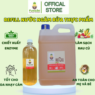 Fuwa3e - Refill Nước Ngâm Rửa Thực Phẩm, Chiết Xuất Enzyme Từ Dứa, Làm Sạch Thực Phẩm Rau Củ Thịt Cá Chai 1L