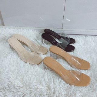 zinzin868-Guốc Nữ Quai Trong Cao 5 cm- Guốc Cao Gót Trong Suốt Hot TrendDép quai meka trong gót trong 5f