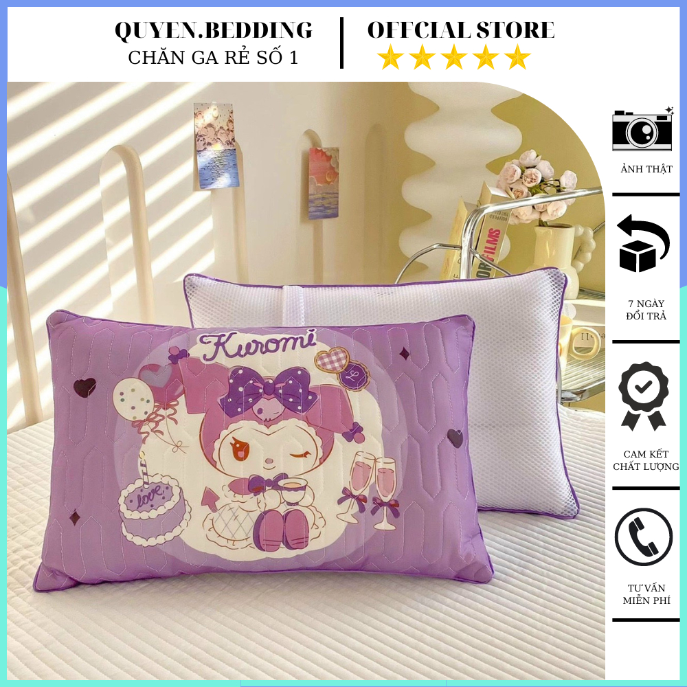 Gối cho bé đi học, vỏ gối điều hòa cao su non , thoáng khí, thấm hút mồ hôi,  kích thước 30 x 50cm