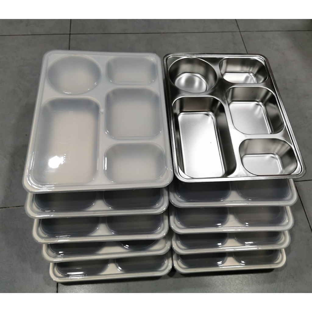 COMBO 10 BỘ KHAY CƠM PHẦN 5 NGĂN SÂU INOX