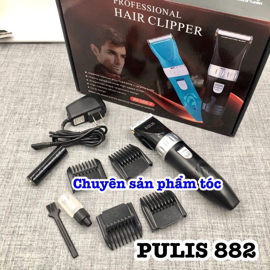 ✅PULIS Tông đơ cắt tóc 2 pin PULIS 882 - Model mới, Lưỡi dao titanium & ceramic, Dung lượng 2200mAh, An toàn cao