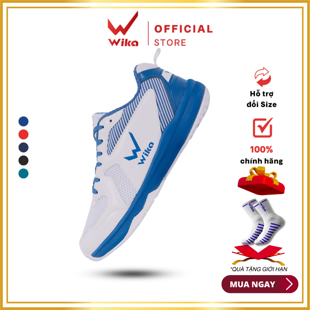 Giày Cầu Lông, Giày Pickleball Wika Kitto, đệm EVA nhẹ êm, da PU chống xước và tránh bào mòn