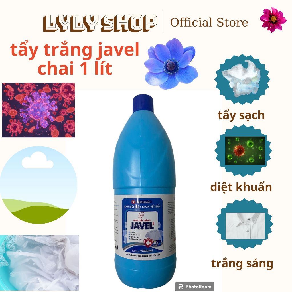#nước tẩy trắng javel chai 1 lít
