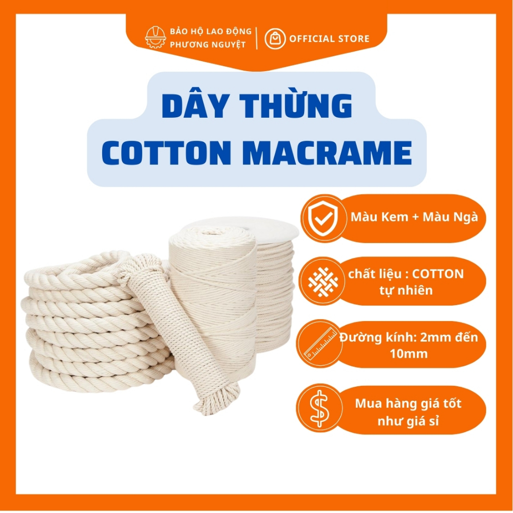 7kg Dây thừng macrame se cotton [size 2MM,3MM,4MM,5MM,6MM,7MM,8MM,10MM]