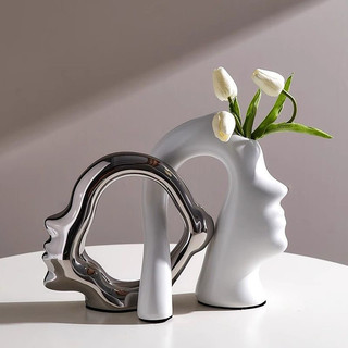 Cặp tượng decor mặt nguoi bằng sứ cao cấp