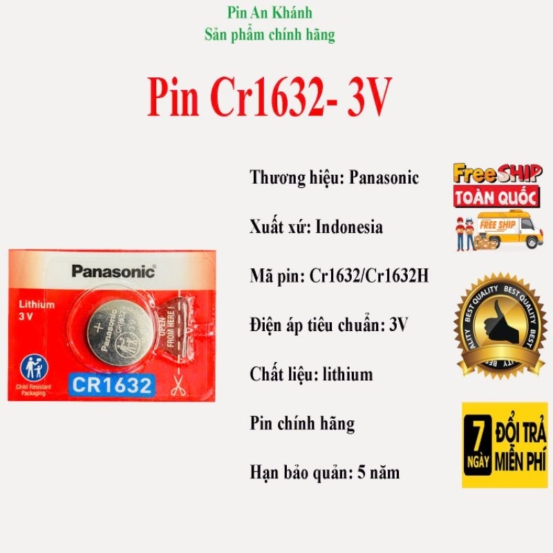 1 viên Pin remote khóa ô tô CR1632 Panasonic - sản phẩm chính hãng, mới nhất
