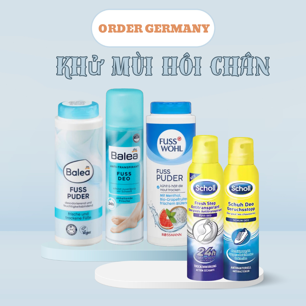 Bột Khử Mùi Hôi Chân Balea, Hôi Giày  Fuss Wohl, Xịt Khử Mùi Hôi Chân Hôi Giầy Balea 100g