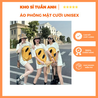 Áo Phông mặt cười hot hit dành cho Nam Nữ Unisex, Form rộng tay lỡ, Cổ Tròn Phong Cách Women Top
