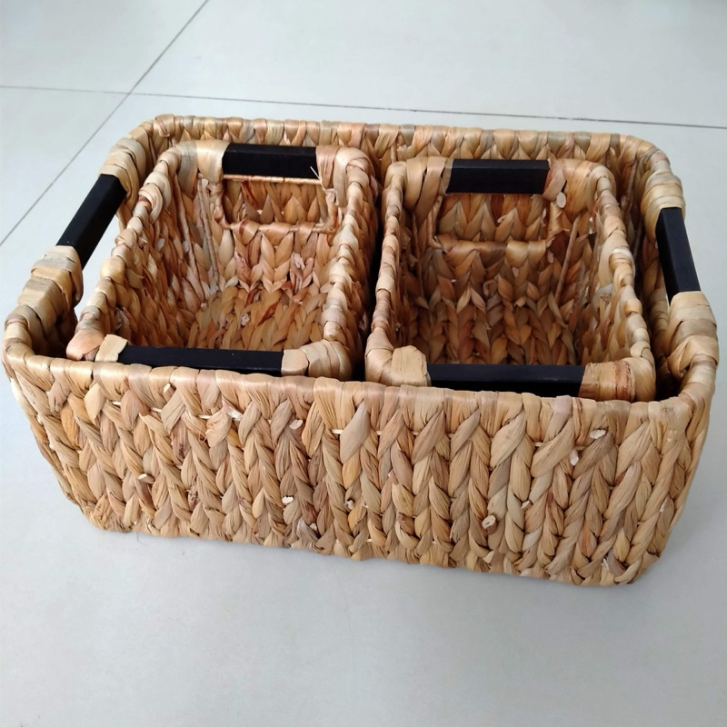 Bộ 3c giỏ lục bình quai gỗ