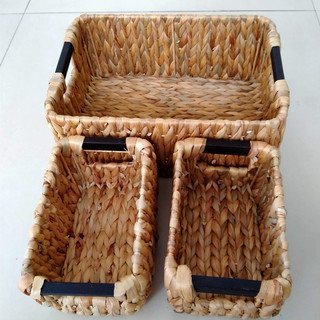 Bộ 3c giỏ lục bình quai gỗ