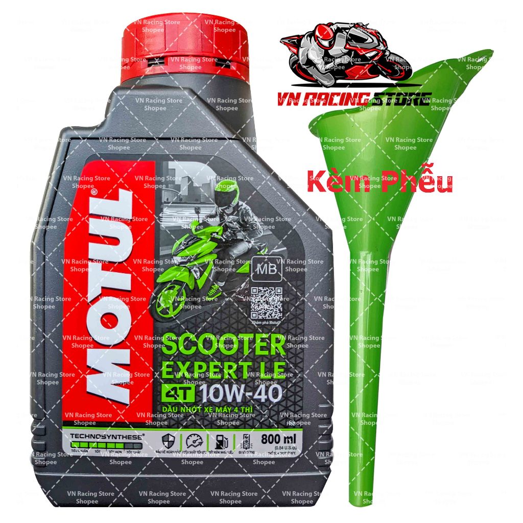 Dầu nhớt tổng hợp tay ga Motul Scooter Expert Le 10w40 800ml ( 0.8L ) + Phễu, [Vn_Racing_Store ]
