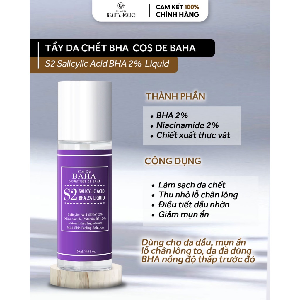 Tẩy da chết hóa học COS DE BAHA S2 BHA 2% LIQUID