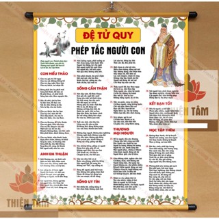 Tranh chữ Đệ Tử Quy-Phép Tắc Người Con khổ lớn 70x85cm treo tường bằng vải phủ bóng cao cấp,dày dặn