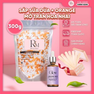  Combo 300Gr Sáp Wax Lông Mix Sữa Dừa+ Orange Cao Cấp Cho Da Nhạy Cảm + Mỡ Trăn Hoa Nhài 10ml RIM WAXING Tặng Que CHE TÊN 