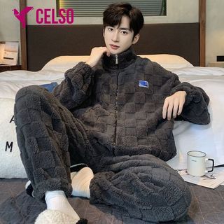  Bộ quần áo giữ nhiệt lông cừu bộ mặc nhà mùa đông gồm áo ấm nam và quần giữ nhiệt mềm mại CELSO Bộ ngủ mùa đông KP122 