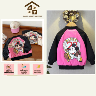 Áo khoác gió cho bé , áo khoác bomber micky 3 màu sành điệu cho bé gái Moon Jonh Baby Kids