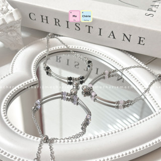 Macherie vòng tay | AMELIA | phối mặt charm trái tim thép titan inox không đen không gỉ giá rẻ thời trang