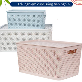 COMBO 2 Giỏ Nhựa Có Nắp Việt Nhật, Giỏ Đựng Đồ Đa Năng Tiết Kiệm Không Gian Nhà Bếp, Phòng Khách 3338 Mẫu mới