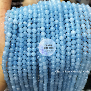  Chuỗi Đá Mã Não Màu Xanh Aqua Có Vân - 3 kích thước - Phụ Kiện Charm nhân tạo làm vòng tay dây chuyền cổ may mắn nam nữ 