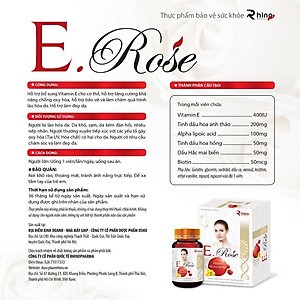 Viên uống trắng da mờ nám VITAMIN E Rose + Vitamin E 400 iu tinh dầu hoa anh thảo Vitamin E đỏ-Hộp 30 viên