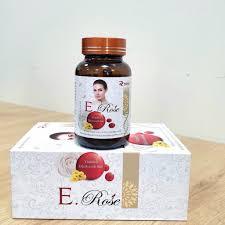 Viên uống trắng da mờ nám VITAMIN E Rose + Vitamin E 400 iu tinh dầu hoa anh thảo Vitamin E đỏ-Hộp 30 viên