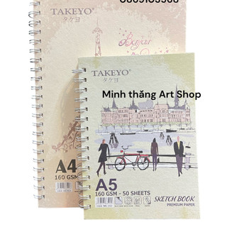 Sổ vẽ lò xo Takeyo A4/A5  160gsm tập 50 tờ
