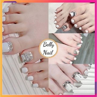 Bộ 24 móng chân giả đính đá nhiều mẫu Belly Nail Nail Box bộ 24 móng chân giả