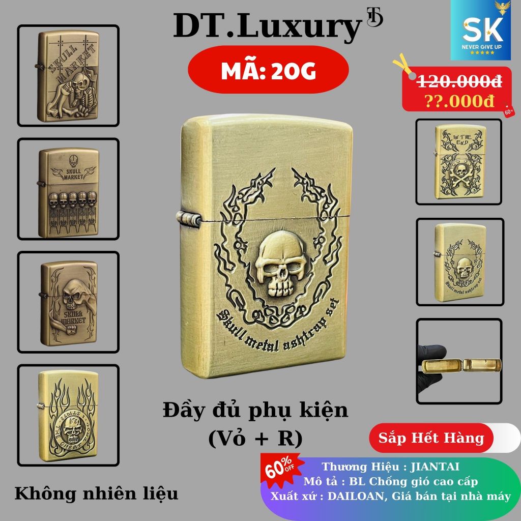 Vỏ Jippo Độc Lạ (M-20G) Chất liệu Đồng Thau (Không Bao Gồm Nhiên Liệu)