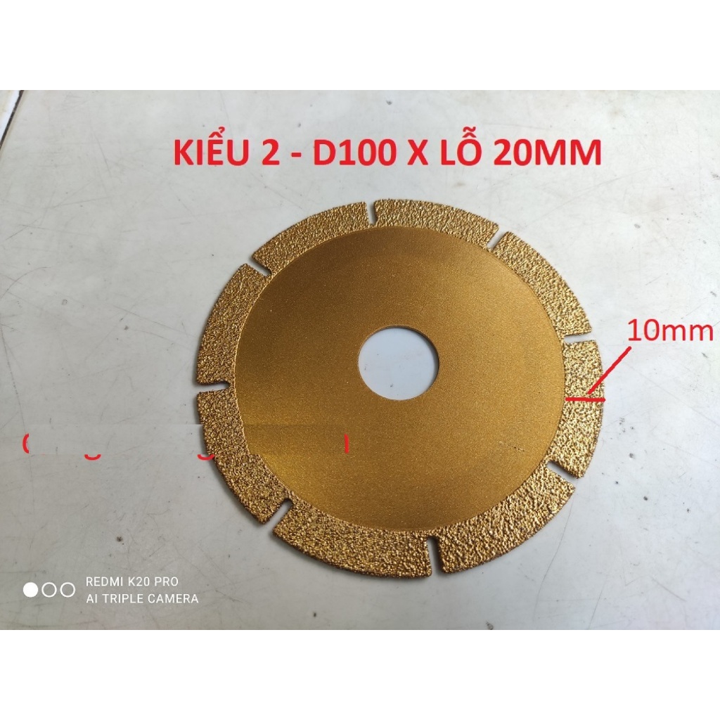 Đĩa cắt phủ kim cương Titanium D100mm (đĩa cắt gạch, đá, thủy tinh, gốm sứ, kim loại)