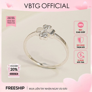  Nhẫn bạc nữ VBTG hình cỏ bốn lá đính đá may mắn - Nhẫn bạc ta cao cấp VBTG8350 