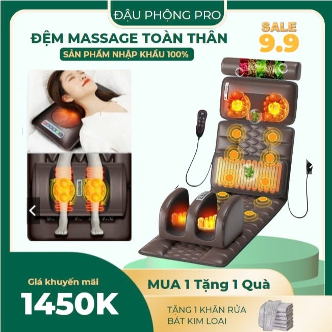 Đệm Massage toàn thân Z24 và Z30 , đệm kèm gối xông thảo mộc, massage cổ vai gáy và massage chân, nệm massage toàn thân