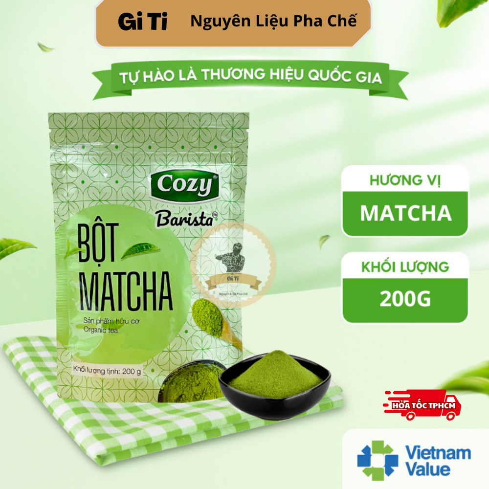 Bột Matcha, Bột Trà Xanh Nguyên Chất Hữu Cơ COZY 200G