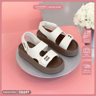 Dép nữ HÀ HUYỀN 2 quai in Miu đen dán hậu 3cm - DE697