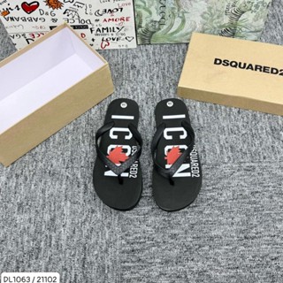 Dép tông đi biển nam nữ DSQ đế xốp ép cao su 2 lớp, Dép xỏ ngón in chữ ICON kẹp lá phong đỏ quai đúc sơn chữ hot chất