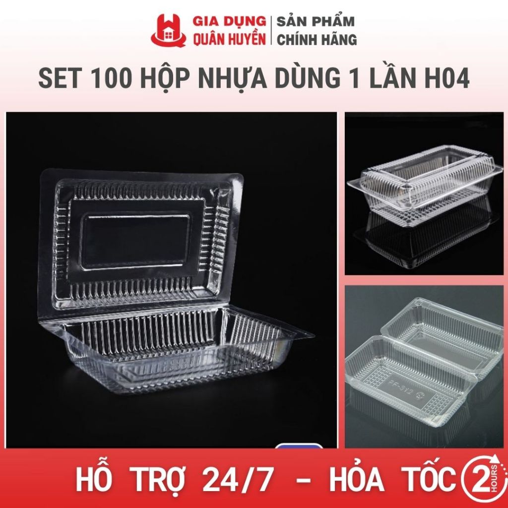 Set 100 hộp nhựa dùng 1 lần H04
