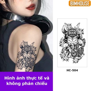  Hình xăm dán mini BIMHOUSE hình xăm nhật cổ tạm thời 15 ngày chống nước hình mèo thần tài HC-504 