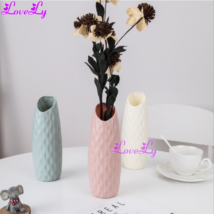 Lọ hoa nhựa giả sứ vân lượn sóng phong cách Bắc Âu