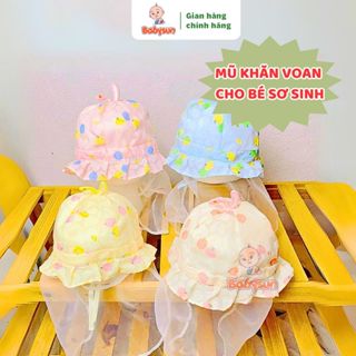 Mũ cho bé sơ sinh khăn voan BABYSUN che mặt cho bé đi tiêm đi chơi - mũ khăn voan cho bé chất liệu cotton thoáng mát