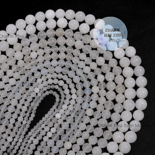  Chuỗi Đá Mã Não Màu Trắng Vân Ưu Linh 4mm đến 12mm - Xâu  Mix Vòng Nam Nữ - Phụ KIện Trang Sức Phong Thủy Nam Nữ 