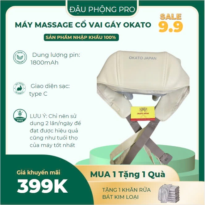 Máy Massage Cổ Vai Gáy OKATO HÀNG NHẬT, Kỹ Thuật Massage, Cải Thiện Sức Khỏe Tổng Thể Dành Cho Văn Phòng-Người Cao Tuổi
