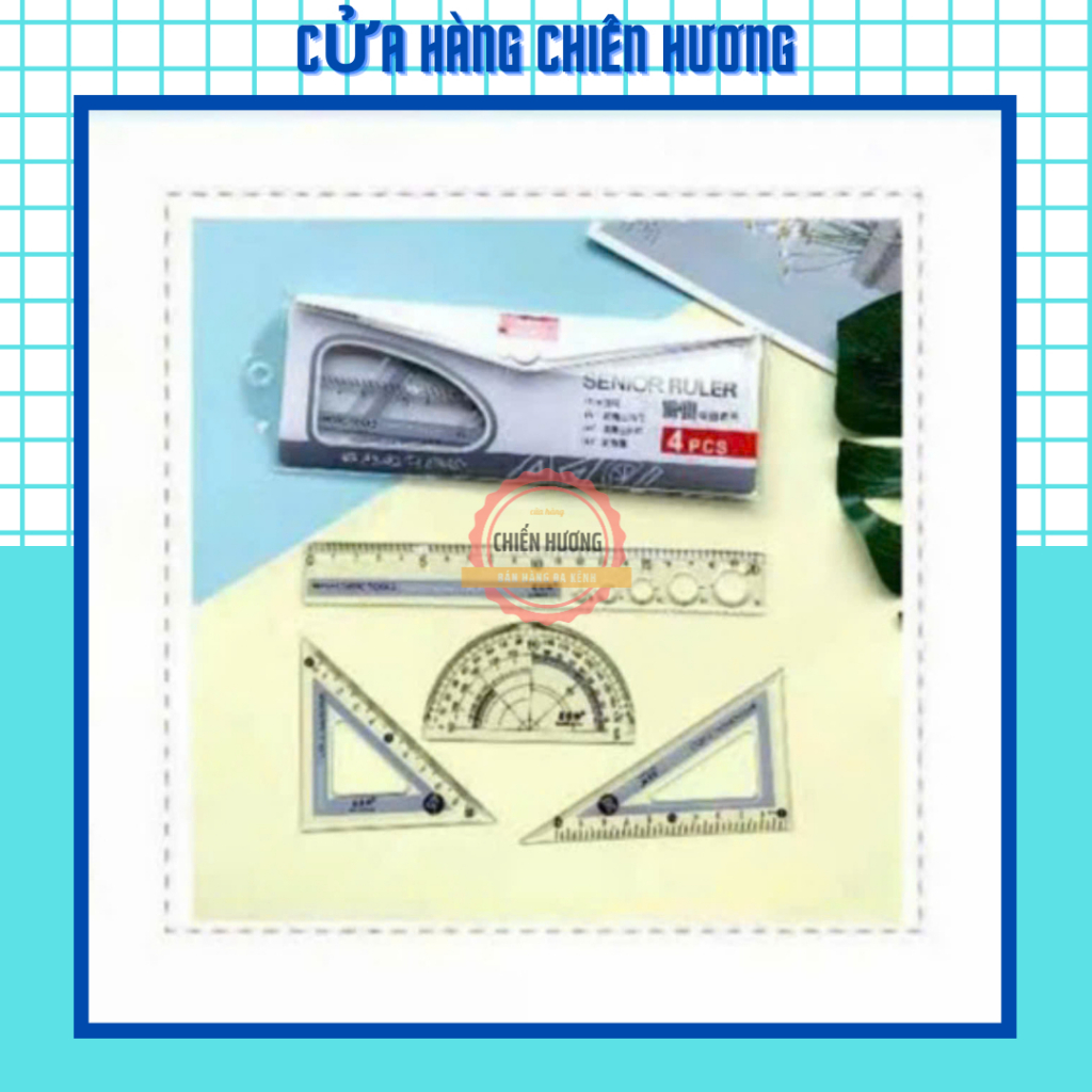 Bộ  Eke Thước Kẻ 4 Món Đựng Túi Zip