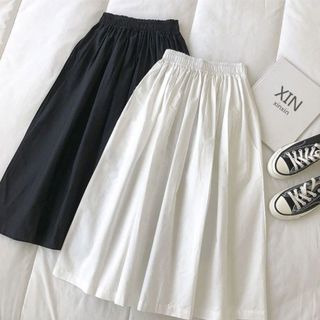  Chân váy xòe bigsize nữ dài qua gối dáng chữ A vải lụa chéo mềm mại lưng chun co giãn cho các nàng chuppy - CV15 